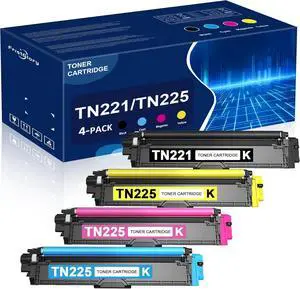 Ennovor TN 221 TN225 Toner Cartridges Set Replacement for Brother TN-221 TN-225 High Yield Color Toner Compatible with MFC-9130CW HL-3170CDW HL-3140CW HL-3180CDW (Black/Cyan/Magenta/Yellow)