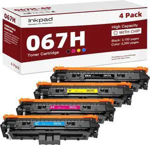 Ennovor 067H Toner Cartridges Set Replacement for Canon CRG-067H 067 Toner Compatible for Color ImageClass MF656Cdw LBP632Cdw MF653Cdw MF654Cdw LBP633Cdw Printers (4 Pack, Bk/C/M/Y)