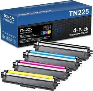 Ennovor TN221 / TN225 Toner Cartridges 4 Pack Replacement for Brother TN-221 TN-225 TN225 Black High Yield Toner Cartridge HL-3170CDW MFC-9130CW MFC-9340CDW Printer TN225BK TN225C TN225M TN225Y