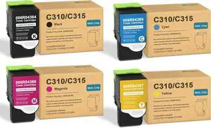 Ennovor C310/C315 Extra High Capacity Toner Cartridge Set - 4 Pack C310/C315 Ink (BK/C/M/Y) 006R04364 006R04365 006R04366 006R04367 Toner Replacement for Xerox C310 C315 C310DNI C315DNI Printer
