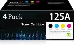 Ennovor 125A Toner Cartridge High Yield 4-Pack (with Chip) Replacement for HP 125A CB540A CB541A CB542A CB543A Color CM1312nfi CM1312 MFP CP1215 CP1515n CP1518ni Printer | Black Cyan Yellow Magenta