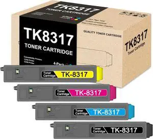 Ennovor TK8317 TK-8317 Toner Cartridge 4 Pack Set TK-8317K TK-8317C TK-8317M TK-8317Y Replacement for Kyocera TK-8317 TK8317 for TASKalfa 2550ci Printer Toner (1 Black 1 Cyan 1 Magenta 1 Yellow)