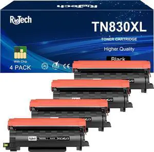 Ennovor TN830 TN-830XL Black Toner Cartridges - for Brother TN830 TN-830 TN-830XL TN830XL 830 830XL for Brother HL-L2460DW DCP-L2640DW HL-L2400D MFC-L2820DW HL-L2405W Printer,4 Pack (with Chip)