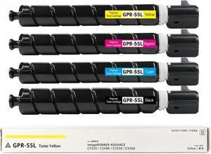 Ennovor GPR55 GPR-55L Toner Cartridge 4 Pack(Black Cyan Magenta Yellow) Compatible GPR 55 High Yield Replacement for Canon imageRUNNER Advance C5535 C5535i C5540 C5540i C5560 C5560i C5550i