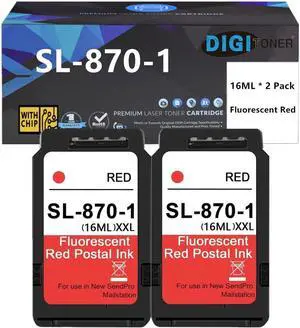 Ennovor SL-870-1 Fluorescent Red Ink Cartridge 16ML Replacement for Pitney Bowes SL870-1 Red Ink Cartridge for use in New SendPro Mailstation Postage Meter Printers (16ML * 2 Pack)
