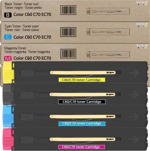 Ennovor C60 C70 Toner Cartridge 006R01655 006R01656 006R01657 006R01658 Black Cyan Yellow Magenta Toner Cartridge Replacement for Xerox C60 C70 Toner Compatible with Xerox Color C60 C70 Printer
