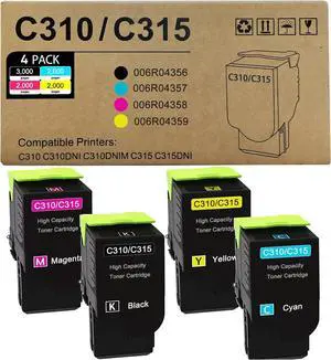 Ennovor C310 C315 Toner Cartridge 4-Pack 006R04356 006R04357 006R04358 006R04359 Replacement for Xerox C310 C310DNI C310DNIM C315 C315DNI Printer(Black Cyan Magenta Yellow)