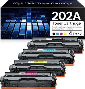 Ennovor 202A Toner Cartridges High Yield 4 Pack Replacement for HP 202A Black Cyan Yellow Magenta Toner Cartridges Compatible with Color Pro MFP M281fdw M281cdw M281fdn M254dw M254dn Printer Ink