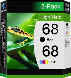 Ennovor 68 High Yield Ink Cartridges Black/Tri-Color Combo Pack(2-Pack) - Replacement for HP 68 Ink Cartridge for Envy 6152e 6155e 6552e 6555e 6558e Printer