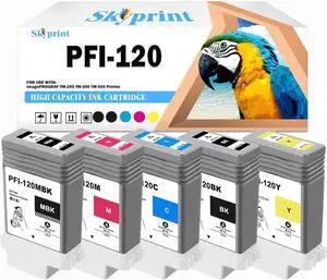 Ennovor Ink Tank PFI-120 PFI120 Ink Cartridge Compatible Canon PFI120MBK PFI-120BK PFI-120C PFI-120M PFI-120Y use for imageprograf TM-200 TM-205 TM-300 TM-305 Printer (5 Colour PFI-120 Ink 130-ml)