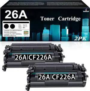 Ennovor 26A Toner Cartridge 2 Pack (7,200 Pages in Total) Replacement for HP CF226A Work with Laser Pro M402dn M402n M402dw Pro MFP M426fdw M426fdn M426dw Series Printer