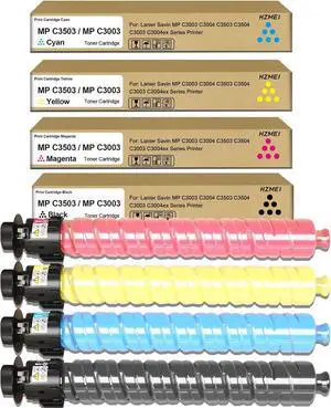 Ennovor Mp C3003 Mp C3503 Toner Cartridge 841813 841816 841815 841814 Toner Replacement for Ricoh Lanier Savin MP C3003 C3004 C3503 C3504 C3003 C3004ex Series Printer(4-Pack,Black Cyan Magenta Yellow)