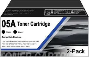 Ennovor 05A High Yield Toner Cartridges Replacement for CE505A 05A Compatible with P2035 P2035n P2030 P2055 P2055d P2055dn P2055x Pro 400 M401n M401dne M401dw M425dn M425dw Printer Black 2-Pack