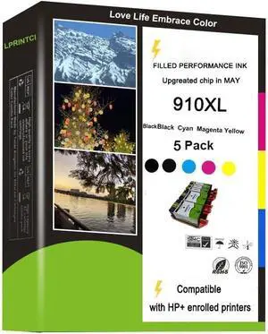 Ennovor 910XL Eligible for Ink Cartridges Use for HP Printers Officejet Pro 8010e 8012e 8015e 8020e 8024e 8025e 8028e 8035e 3JB41AN 5 Combo Pack (Cyan Magenta Yellow Black 2 pcs)