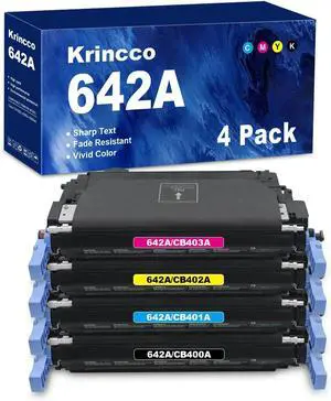 Ennovor High Yield Remanufactured 642A Toner Cartridge Replacement for HP CB400A CB401A CB402A CB403A for Color CP4005 CP4005DN CP4005N Printers (4-Pack)