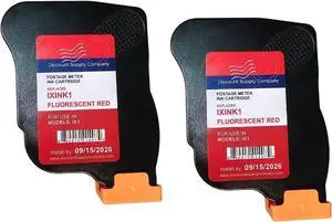 Ennovor Two-Pack IXINK1 Compatible Fluorescent Ink Cartridge for Quadient iX-1 Mailing Machine, Fluorescent Red, 90 Day Warranty