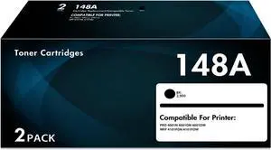 Ennovor 148A Toner Cartridges Black 2-Pack (with Chip) Compatible Replacement for 148A W1480A 148X W1480X Work for Pro 4001dw 4001dn 4001n MFP 4101fdw 4101fdn Printer Ink