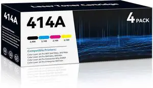 Ennovor 4 Pack 414A Toner Cartridges High Yield MFP M479fdw Compatible W2020A with Color Pro M479fdn M454dw M454dn M454 M479 Printer (B/C/Y/M)