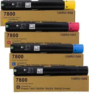 Ennovor Phaser 7800 Toner Cartridge 106R01569 106R01566 106R01567 106R01568 Replacement for Xerox Phaser 7800 7800DN 7800DX 7800GX Printer(Black Cyan Magenta Yellow)