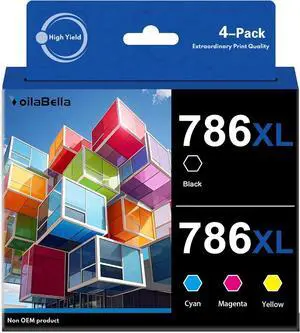 Ennovor 786XL Remanufactured Ink Cartridges High Yield Black Color Combo Pack Replacement for Epson 786xl with Workforce WF-4630 WF-4640 WF-5110 WF-5190 WF-5620 WF-5690 Printer 4-Pack (B/C/Y/M)