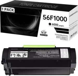 Ennovor 56F1000 Compatible Black Toner Cartridge - 6000 Pages - Compatible with Lexmark MS321 MS421 MS521 MS621 MX321 MX421 MX521 MX622 Printers (1-Pack)