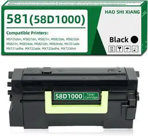 Ennovor 58D1000 Black Toner Cartridge Compatible for Lexmark MS725 MS821 MS822 MS823 MS824 MS825 MS826 MX721 MX722 MX725 MX822 MX824 Printers (7,500 Pages) 1-Pack