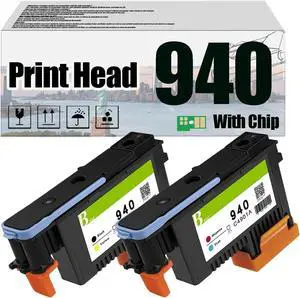 Ennovor 940 C4900A C4901A Print Head, Compatible for HP OFFICEJET PRO8000 8500 8500A Printers  High Print Volume with Chip Combo Pack