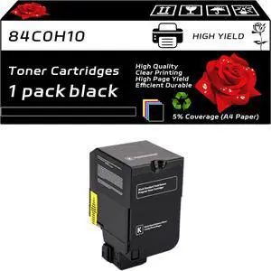 Ennovor 84C0H10 84C0H20 84C0H30 84C0H40 Toner Cartridges Compatible for Lexmark CX725de CX725dhe CX725dthe Printers, with Chip, High Yield 26000 Pages, Clear Printing (1 Pack Black)