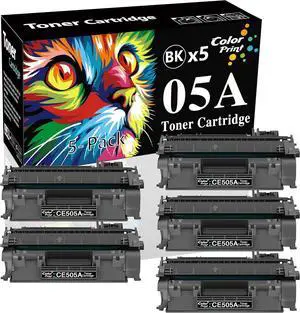 Ennovor Compatible CE505A Black Toner Cartridge Replacement for HP 05A CE 505A for Laser-Jet Pro P2035 P2035N P2055 P2055dn P2055x P2056dn P2030 Laser Printer (5-Pack)