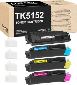 Ennovor TK5152 (TK-5152) 4-Color Toner Cartridge TK-5152K TK-5152C TK-5152M TK-5152Y Replacement for Kyocera TK-5152 for ECOSYS M6035cidn M6535cidn P6035cdn Printer Toner