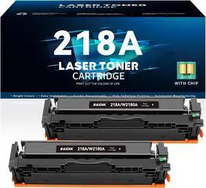 Ennovor 218A Toner Cartridge 2 Black (with Chip) Replacement for HP 218A 218X Compatible for Color Pro 3201dw MFP 3301fdw 3301sdw 3301cdw 3201 3301 Printer W2181A W2182A W2183A (2 Black)