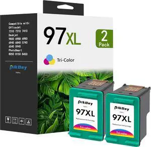 Ennovor 97XL Ink Cartridges (2-Pack, 2Tri-Color) Compatible 97XL Ink Cartridges Replacement for HP 97XL Deskjet 6940 6980 9800 6988 Officejet 7310 7210 PhotoSmart 8050 Printer