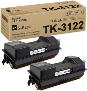 Ennovor 2 Pack TK3122 Black Toner Cartridge: Compatible TK3122K TK-3122K Toner Replacement Toner Cartridge for Kyocera ECOSYS FS-4200DN M3550idn Printer, 21,500 Pages Each