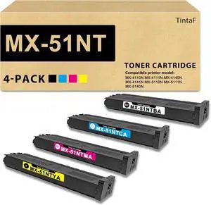 Ennovor MX-51NT MX51NT Toner Cartridge Replacement for Sharp MX-51NT MX-51NTBA MX-51NTCA MX-51NTMA MX-51NTYA for Sharp MX-4110N MX-4111N MX-4140N MX-4141N MX-5110N MX-5111N MX-5140N MX-5141N (4-Pack)