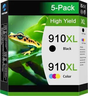 Ennovor 910XL Printer Ink Cartridges (5-Pack) Replacement for HP 910XL Ink Cartridges Combo Pack to OfficeJet 8010 8015 8018 OfficeJet Pro 8020v 8024e 8028e 8035 Printer