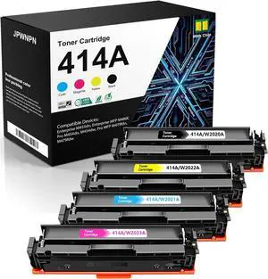 Ennovor 414A Toner Cartridges 4-Pack (C/M/Y/K) with Chip - Compatible 414A 414X Toner Cartridges Replacement for HP M455dn, Enterprise MFP M480f, Pro M454dn, M454dw, Pro MFP M479fdn, M479fdw Printer