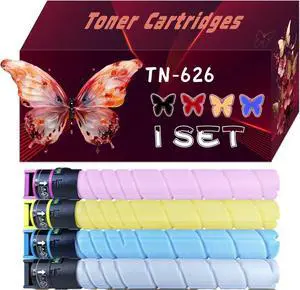 Ennovor TN-626 Toner Cartridges Compatible for Konica Minolta bizhub C450i C451i C550i C551i C650i C651i Printers, Print Up to 28000 Pages, Bright Colors (1 Set K/C/M/Y)