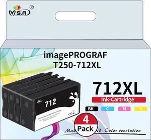 Ennovor 712XL Remanufactured Ink Cartridge Replacement for HP 712XL 3ED71A 3ED67A 3ED68A 3ED69A to use with Designjet T650 T630 T230 T210 T250 Studio Plotter Printer(4 Pack)
