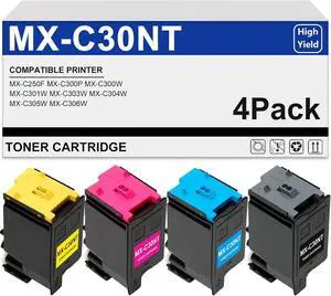 Ennovor MX-C30NT Compatible Toner Cartridge Replacement for Sharp MX-C30 MX-C30NT MX-C30NTB MX-C30NT-B MX-C301W for MX-C250F C300P C300W C301W C303W C304W C306W C305W Printers (4-Pack)