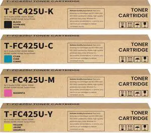 Ennovor TFC425U T-FC425U Toner Cartridges High-Yield T-FC425U-K T-FC425U-C T-FC425U-M T-FC425U-Y Replacement for Toshiba E-Studio 2525AC 3025AC 3525AC 4525AC 5525AC 6525AC Printer Ink 4-Pack