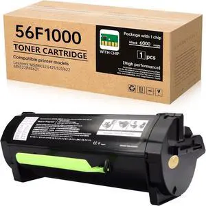 Ennovor 56F1000 Toner Cartridge with Smart Chip Compatible with Lexmark 56F1000 56F1H00 Work for MS321dn, MS421dn, MS521dn, MS621dn, MX321adw, MX521ade Printers [6,000 Pages]