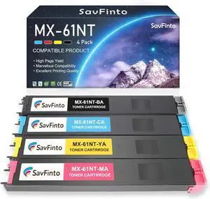 Ennovor MX-61NT MX61NT Toner Cartridge Replacement for 61NTBA 61NTCA 61NTMA 61NTYA for Sharp MX-3071 MX-3070v MX-3051 MX-3050 MX-2651 MX-3570V MX-3070 MX-3550 MX-3050V MX-2630N Printer (BCMY, 4-Pack)