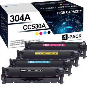 Ennovor 304A Toner Cartridge 4 Pack: Compatible CC530A CC531A CC532A CC533A Toner Cartridges Replacement for HP 304A Color CP2025X CP2025N CP2025DN CM2320N MFP CM2320NF MFP Printers(1BK/1C/1M/1Y)