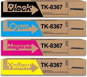 Ennovor SAIDING High Yield TK8367 TK-8367 Toner Cartridge Replacement for TK-8367K TK-8367C TK-8367M TK-8367Y with TASKalfa 2554ci TASKalfa Copystar CS2554ci Printer(4-Pack)