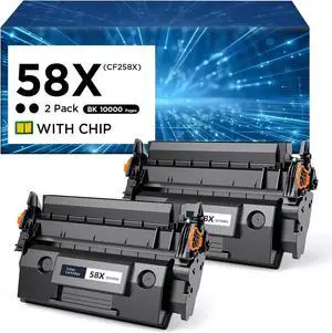 Ennovor 58X High Yield Toner Cartridge (with Chip) Replacement for HP 58X CF258X 58A CF258A Works with HP M404n M404dn M404dw MFP M428fdw M428fdn M428dw M406dn M430f Printer (2 Pack)