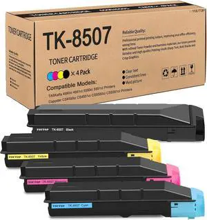 Ennovor TK8507 TK-8507 Toner Cartridge TK-8507K TK-8507C TK-8507M TK-8507Y Color Set Replacement for Kyocera C8520MFP C8020MFP C8025MFP C8030MFP C8525MFP , TASKalfa 205c 255c 206ci 256ci Printers