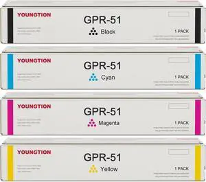 Ennovor GPR51 Toner Cartridge 4-Pack GPR51 GPR-51 GPR 51 Toner Compatible Replacement for Canon Imagerunner Advance C250 C250if C255 C255if C350 C350if C350P C355 C355if Printer(1BK/1C/1M/1Y)