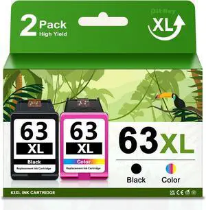 Ennovor 63XL Ink Cartridges Replacement for HP Ink 63 63XL Compatible with OfficeJet 3830 4650 5255 5258 4655 4652 3833 Envy 4520 4512 DeskJet 1112 3630 Printer