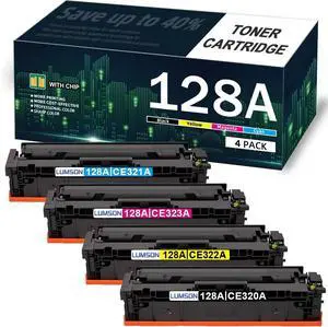 Ennovor 128A Toner High Yield ( with Chip ) Replacement for HP 128A Toner Cartridges CE320A CE321A CE322A CE323A Color CM1415fn MFP CM1415fnw MFP CP1525n CP1525nw Series , 4 Pack