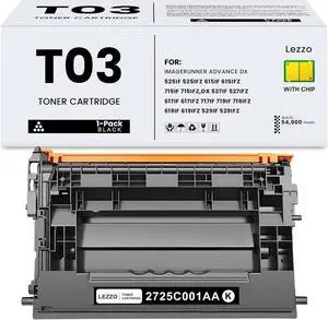 Ennovor T03 Toner Cartridge 1-Pack T03 Black Toner Replacement for Canon T03 2725C001AA Toner for ImageRunner Advance dx 525iFZ 615iF 715iFZ DX 527iF 617iF 717iF 719iF 619iFZ 529iF Printer